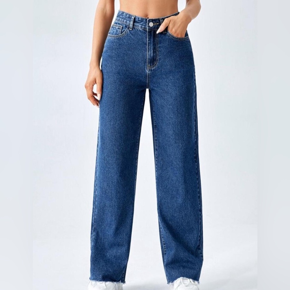 SHEIN Blue Flare Wide Leg Jeans